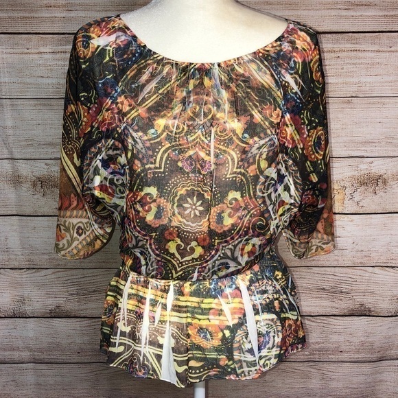 Semi Sheer Graphic Top - Picture 2 of 6